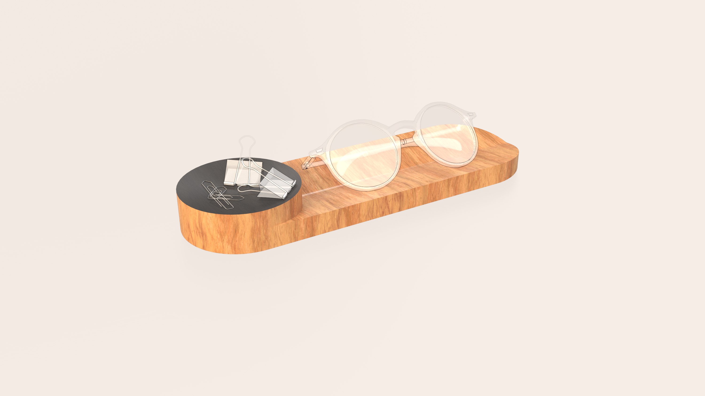 Desk organiser with glasses and clips