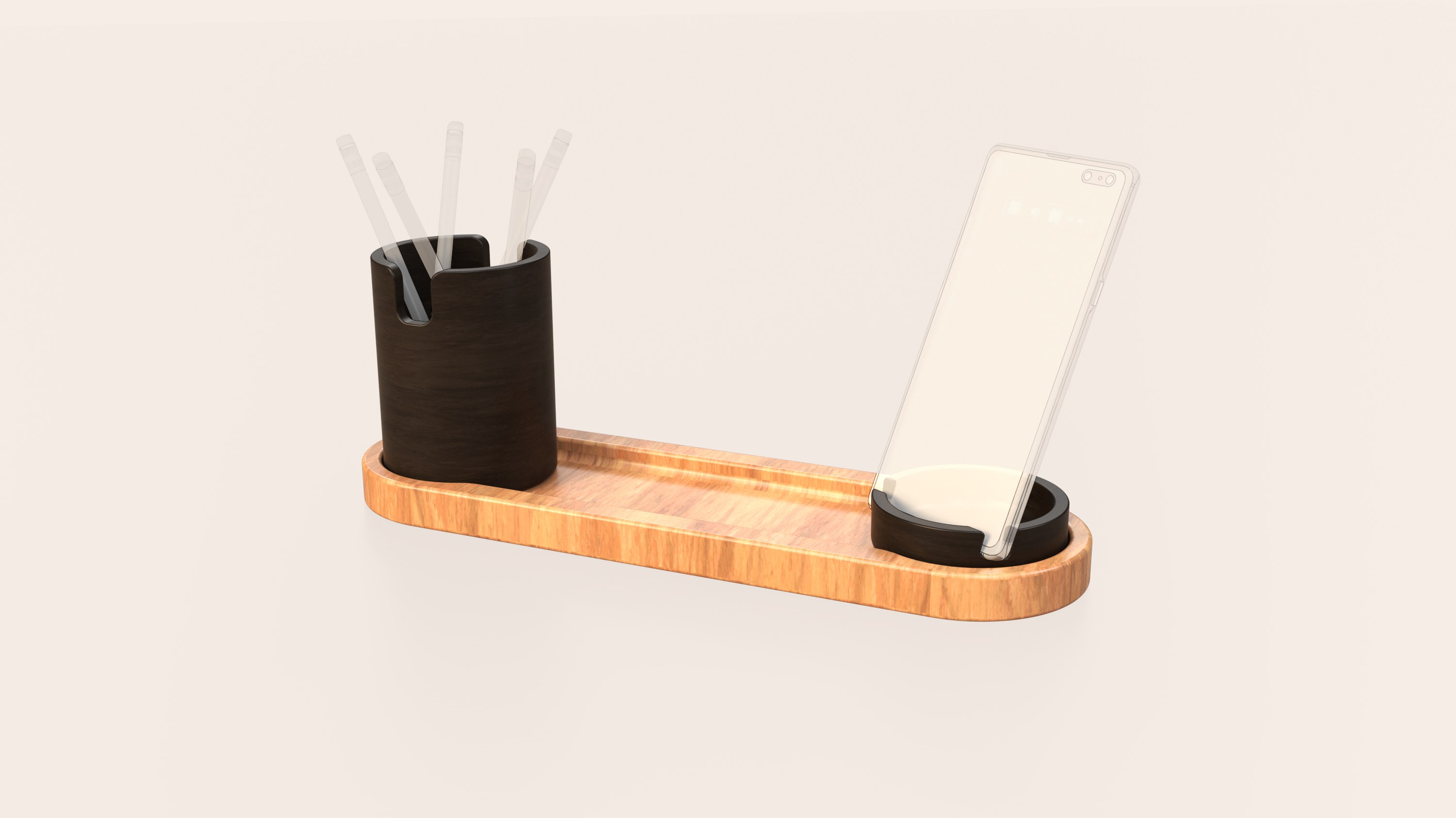 Desk organiser with phone stand
