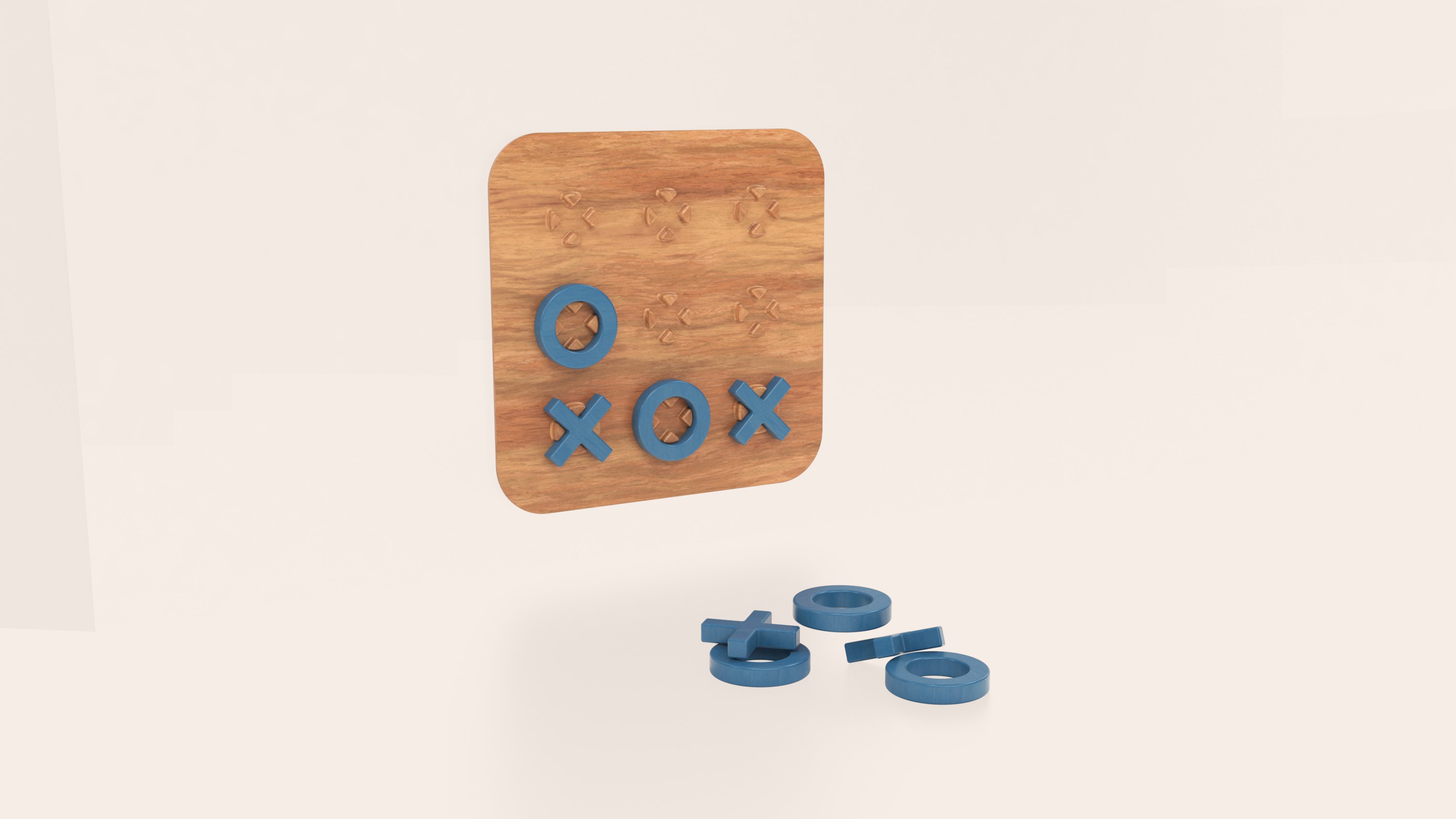 XOX game board and loose pieces